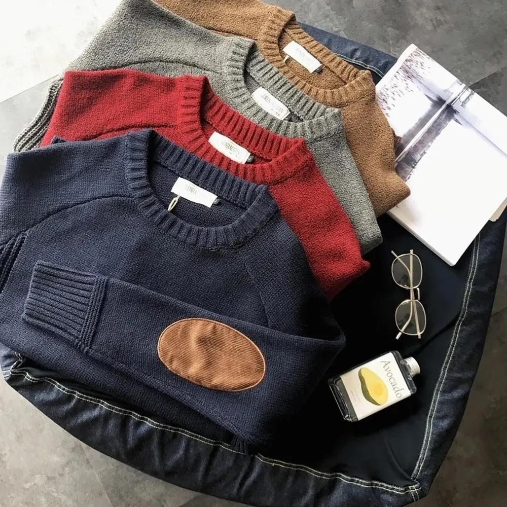 Casual Pullover Hombre Fashion Sweater For Men Warm Solid High-Quality New Spring Autumn Long Sleeve Male Fit Youth V-Neck
