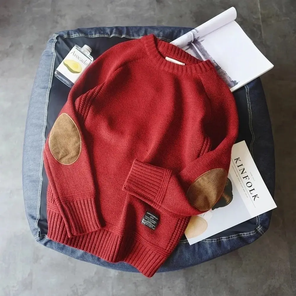 Casual Pullover Hombre Fashion Sweater For Men Warm Solid High-Quality New Spring Autumn Long Sleeve Male Fit Youth V-Neck