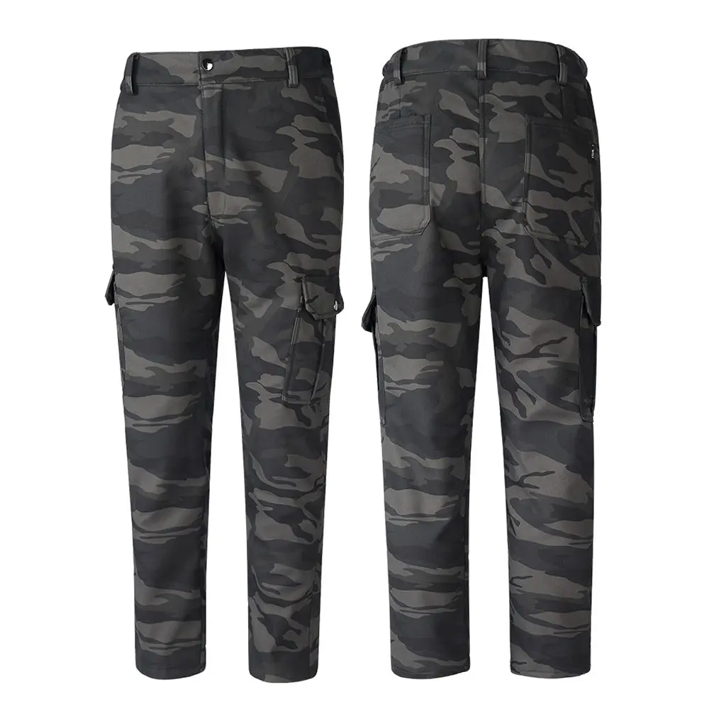 Men's Down Pants Winter Thicken Fleece Straight Leg Puffer Cargo Pants Warm Windproof Outdoor Warm Climbing Ski Trousers