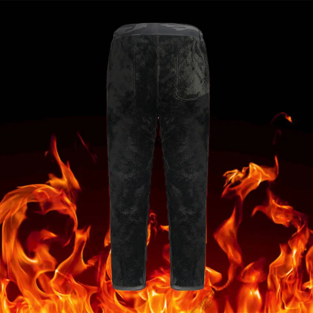 Men's Down Pants Winter Thicken Fleece Straight Leg Puffer Cargo Pants Warm Windproof Outdoor Warm Climbing Ski Trousers