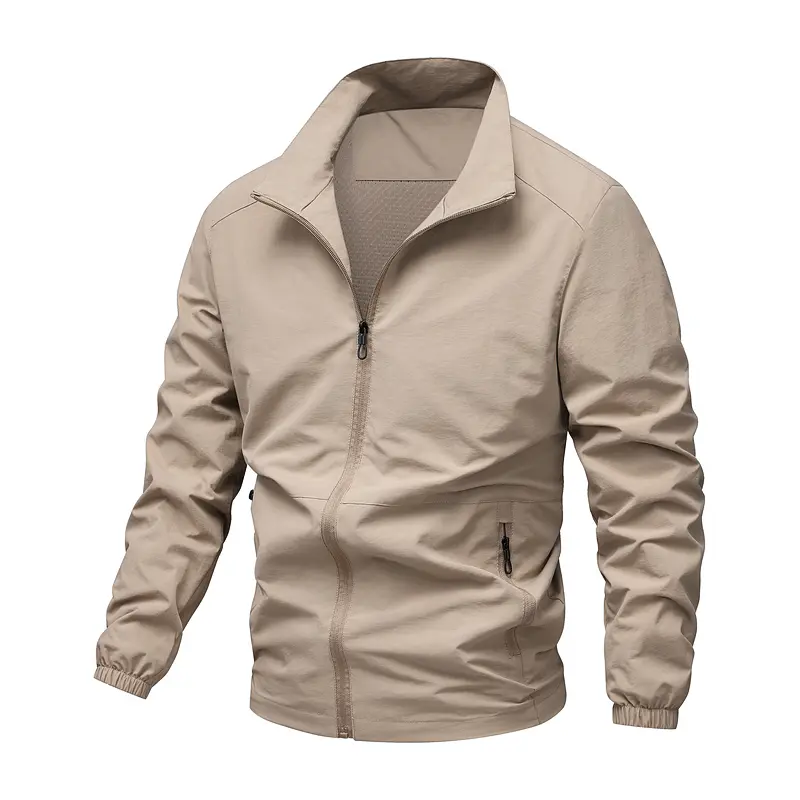 Men's Jacket Hot Sale Autumn New Tactical Sports Climbing Hiking Jacket Solid Color Zipper Design Lapel Breathable Outwear