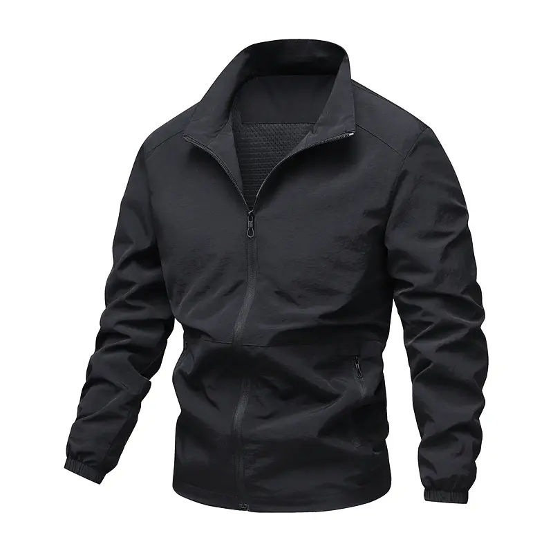 Men's Jacket Hot Sale Autumn New Tactical Sports Climbing Hiking Jacket Solid Color Zipper Design Lapel Breathable Outwear