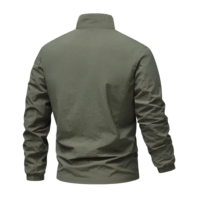 Men's Jacket Hot Sale Autumn New Tactical Sports Climbing Hiking Jacket Solid Color Zipper Design Lapel Breathable Outwear