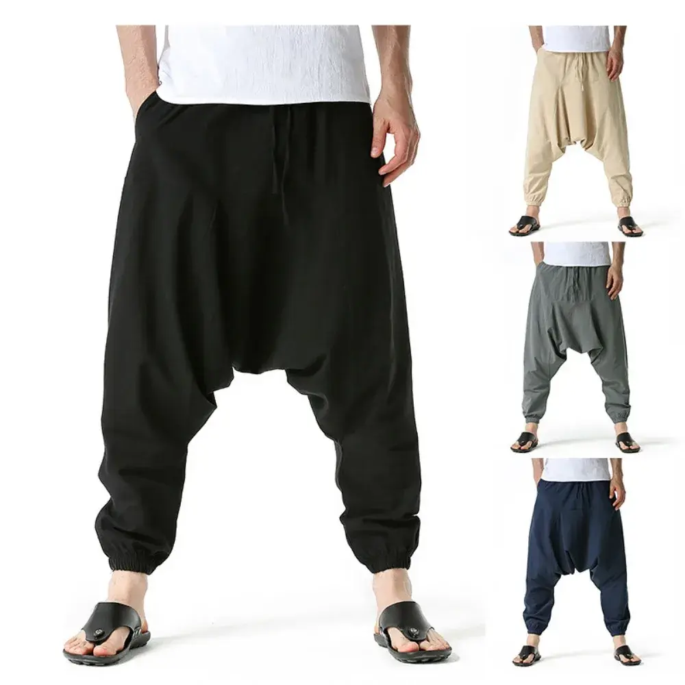 New Men Harem Pants Sweatwear Baggy Casual Yoga Loose Cotton Sport Jogging Pants Cross Pants for Men Japanese Streetwear