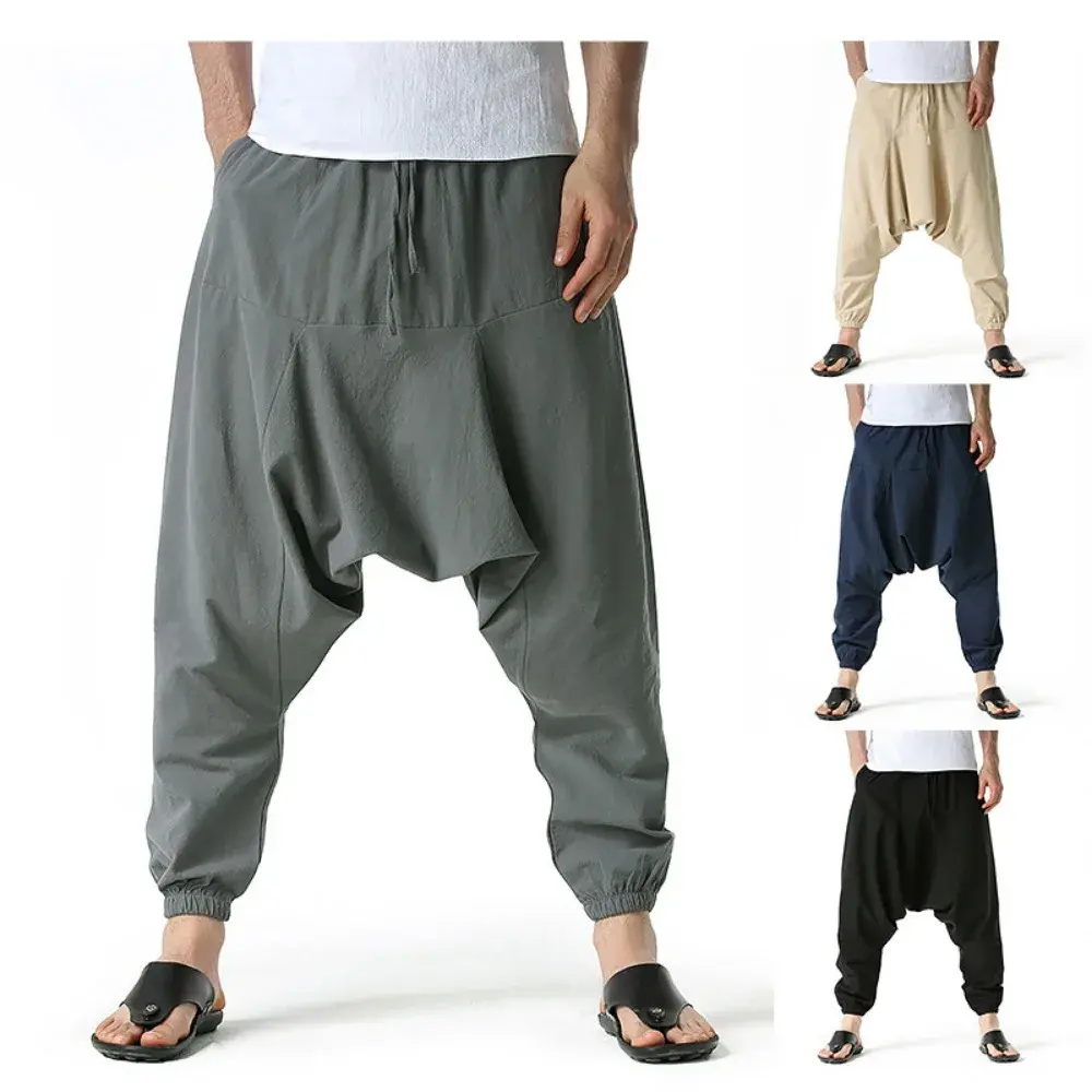 New Men Harem Pants Sweatwear Baggy Casual Yoga Loose Cotton Sport Jogging Pants Cross Pants for Men Japanese Streetwear