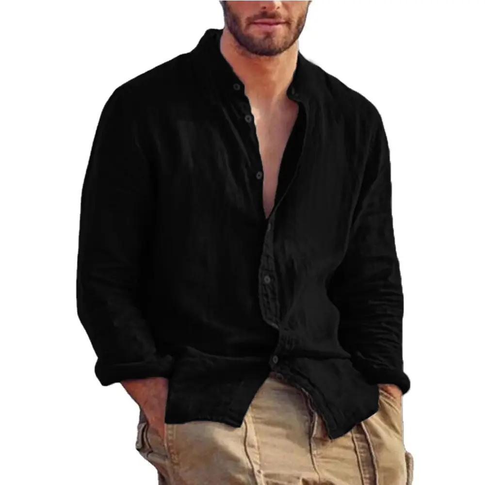 Men's Casual Shirts Solid Color Long Sleeve Daily Outdoor Wear Comfortable Thin Basic Simple All-match Male Tops