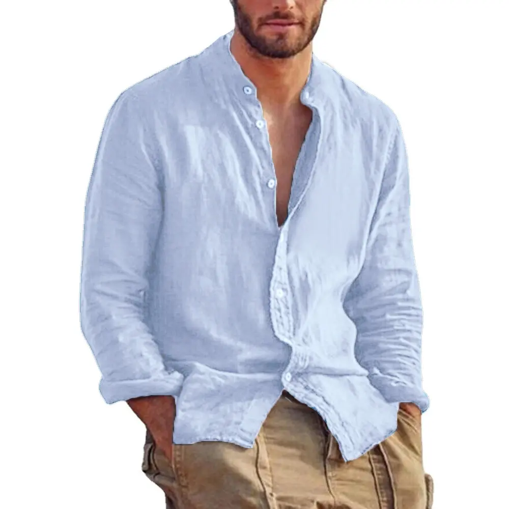 Men's Casual Shirts Solid Color Long Sleeve Daily Outdoor Wear Comfortable Thin Basic Simple All-match Male Tops