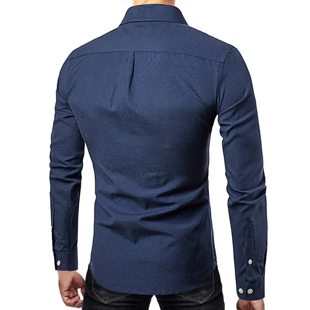 Oxford Shirts for Men Slim Fit Casual Long-sleeved Men Dress Shirt Lapel Button Collar White Black Shirts