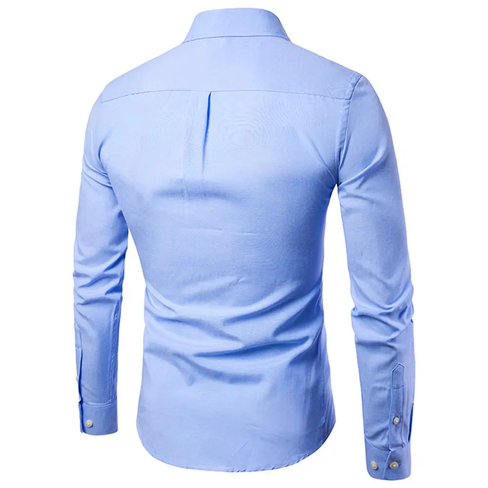 Oxford Shirts for Men Slim Fit Casual Long-sleeved Men Dress Shirt Lapel Button Collar White Black Shirts