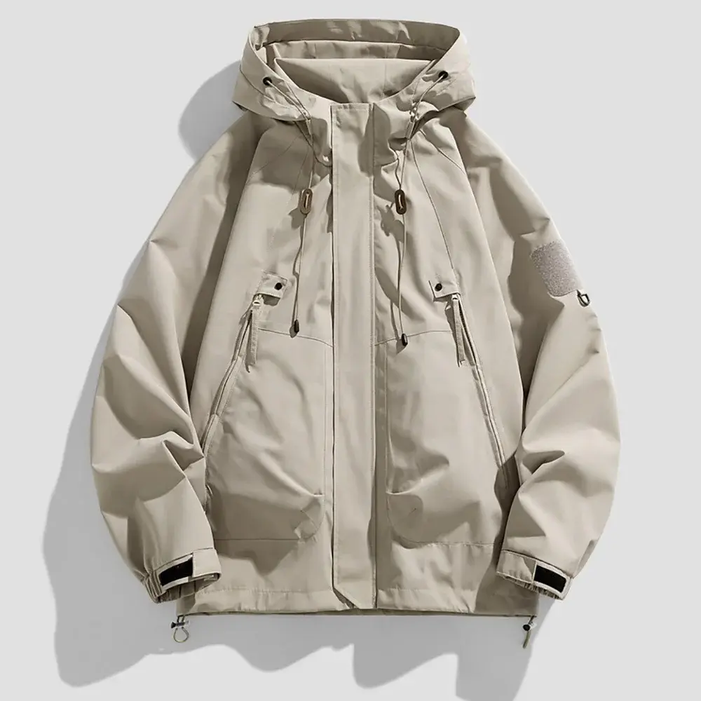 Spring New Men's Jacket Solid Color Fashion Casual Hooded Outwear Windproof Camping Fishing Hiking Outdoor Male Clothing