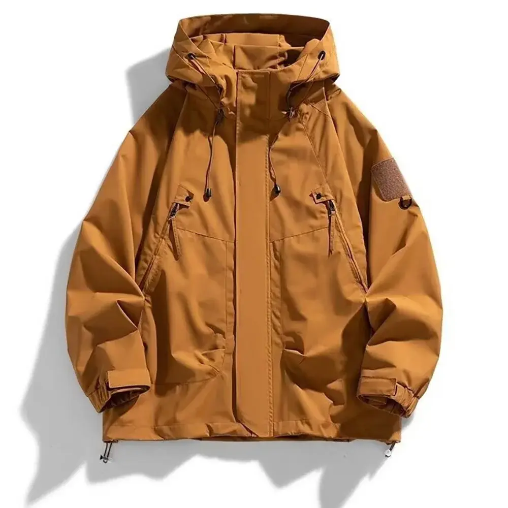 Spring New Men's Jacket Solid Color Fashion Casual Hooded Outwear Windproof Camping Fishing Hiking Outdoor Male Clothing