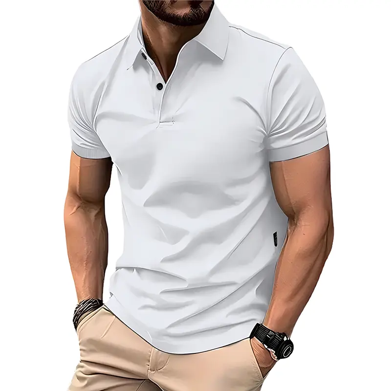 New Mens Short Sleeve T Shirts Summer Solid Color Lapel  Polo Shirt  for Men Lightweight Breathable Streetwear T Shirt Homme