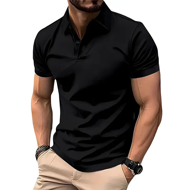 New Mens Short Sleeve T Shirts Summer Solid Color Lapel  Polo Shirt  for Men Lightweight Breathable Streetwear T Shirt Homme