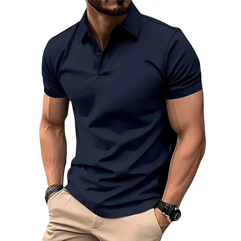 New Mens Short Sleeve T Shirts Summer Solid Color Lapel  Polo Shirt  for Men Lightweight Breathable Streetwear T Shirt Homme