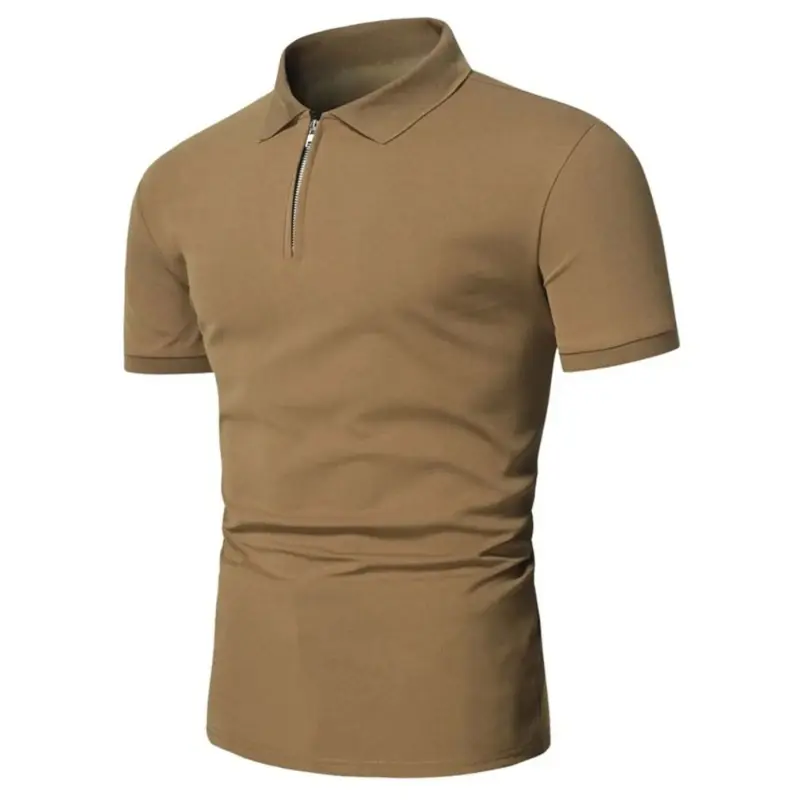 Summer Men's Short Sleeve Polo Shirts Zipper T Shirts for Men Lightweight Fitness Streetwear Breathable Lapel Solid Color Tops