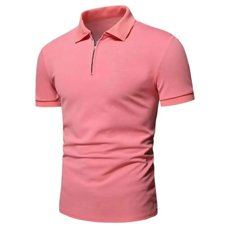 Summer Men's Short Sleeve Polo Shirts Zipper T Shirts for Men Lightweight Fitness Streetwear Breathable Lapel Solid Color Tops