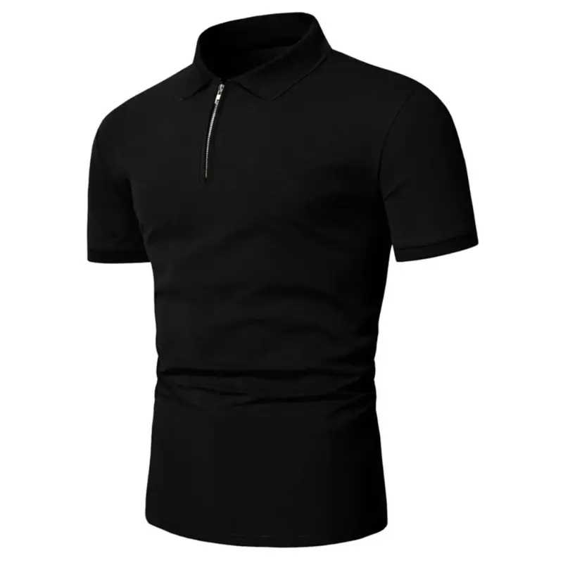 Summer Men's Short Sleeve Polo Shirts Zipper T Shirts for Men Lightweight Fitness Streetwear Breathable Lapel Solid Color Tops
