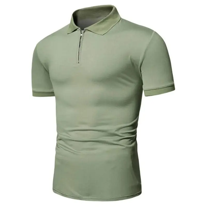 Summer Men's Short Sleeve Polo Shirts Zipper T Shirts for Men Lightweight Fitness Streetwear Breathable Lapel Solid Color Tops