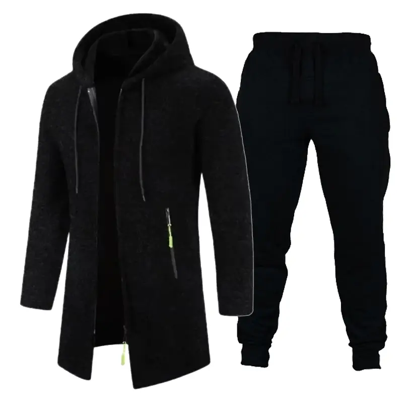 New Men's Casual Sweatshirts Suit Sports Outdoor Jogging Hoodies Sweatpants Breathable Solid Color Streetwear 2 Piece Suit