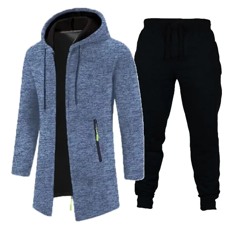 New Men's Casual Sweatshirts Suit Sports Outdoor Jogging Hoodies Sweatpants Breathable Solid Color Streetwear 2 Piece Suit