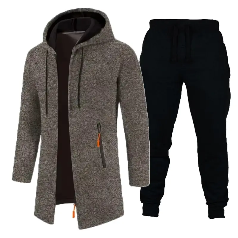 New Men's Casual Sweatshirts Suit Sports Outdoor Jogging Hoodies Sweatpants Breathable Solid Color Streetwear 2 Piece Suit