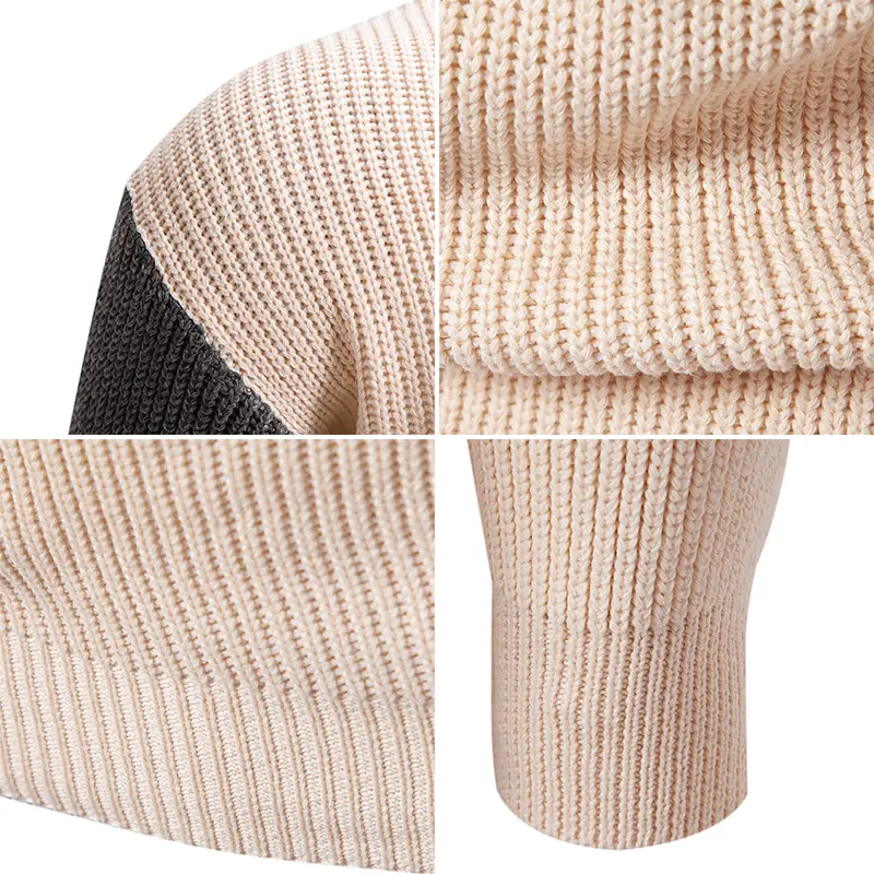 Half Turtleneck Knitwear Sweater New Mock Neck Splice Sweatshirts Solid Color Pullovers Man Brand Casual Mens Streetwear