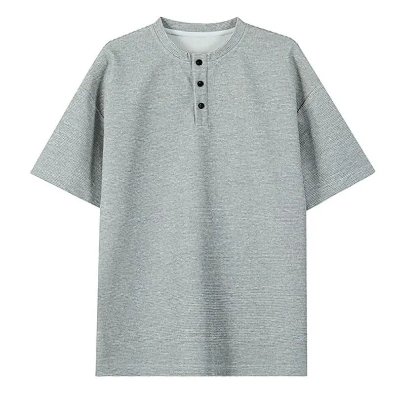 Men's Waffle Casual Oversized T Shirts Summer Knit Short Sleeve Shirts Basic Solid Color Lightweight Tees Breathable Streetwear