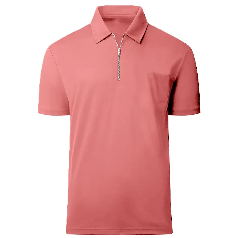 Summer Men's Quarter Zip Short Sleeve Casual Polo Shirts Collared T-Shirt Lightweight Streetwear Solid Color Lapel Top