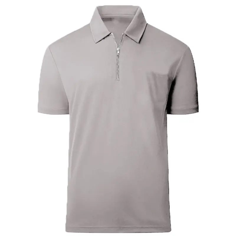 Summer Men's Quarter Zip Short Sleeve Casual Polo Shirts Collared T-Shirt Lightweight Streetwear Solid Color Lapel Top
