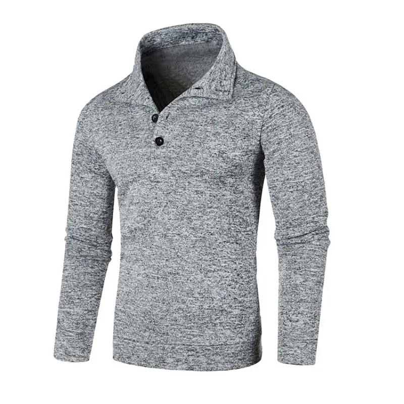 Sweatwear Long Sleeve Solid Color Turtleneck Men Button Winter Autumn Pullover Warm Sweaters Jumper Slim Fit Casual Sweashirts