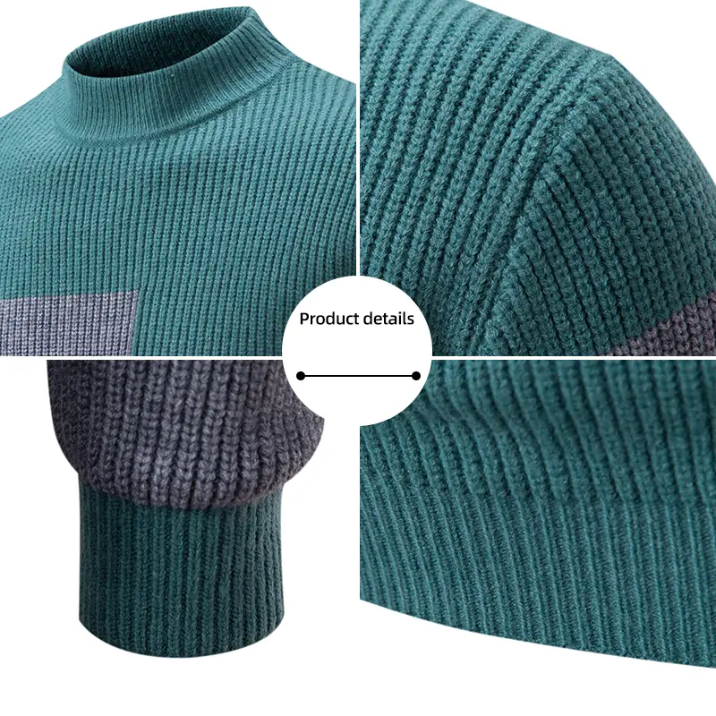 New Men's Autumn Casual Mock Neck Sweater Knit Pullover Tops Winter Warm Man Clothes Half Turtleneck Streetwear