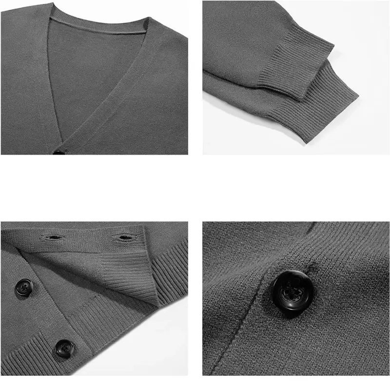 Men's Lightweight Cardigan Sweater Single-Breasted V-Neck Knitted Cardigans Casual Mens Long Sleeve Solid Outwear