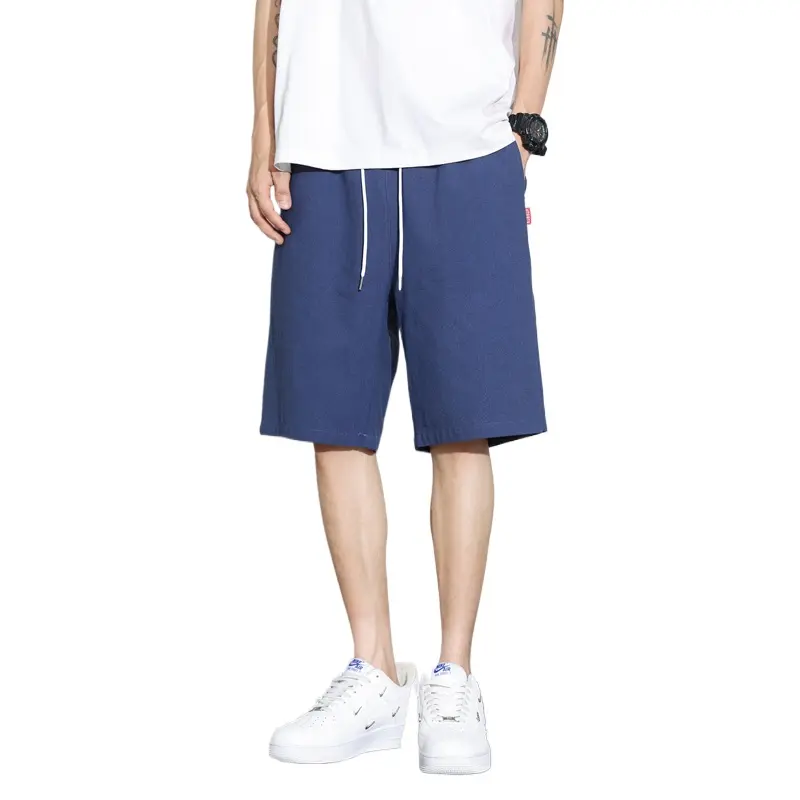 New Mens Cotton Classic Short Pants Drawstring Summer Elastic Waist Shorts Breathable Lightweight Sweatpants Streetwear