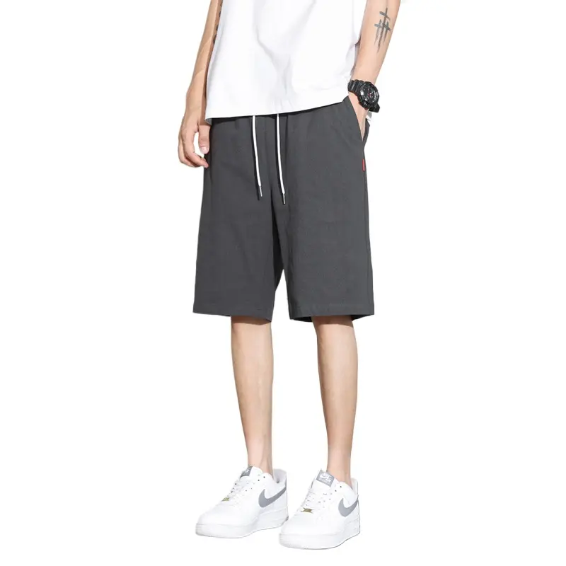 New Mens Cotton Classic Short Pants Drawstring Summer Elastic Waist Shorts Breathable Lightweight Sweatpants Streetwear