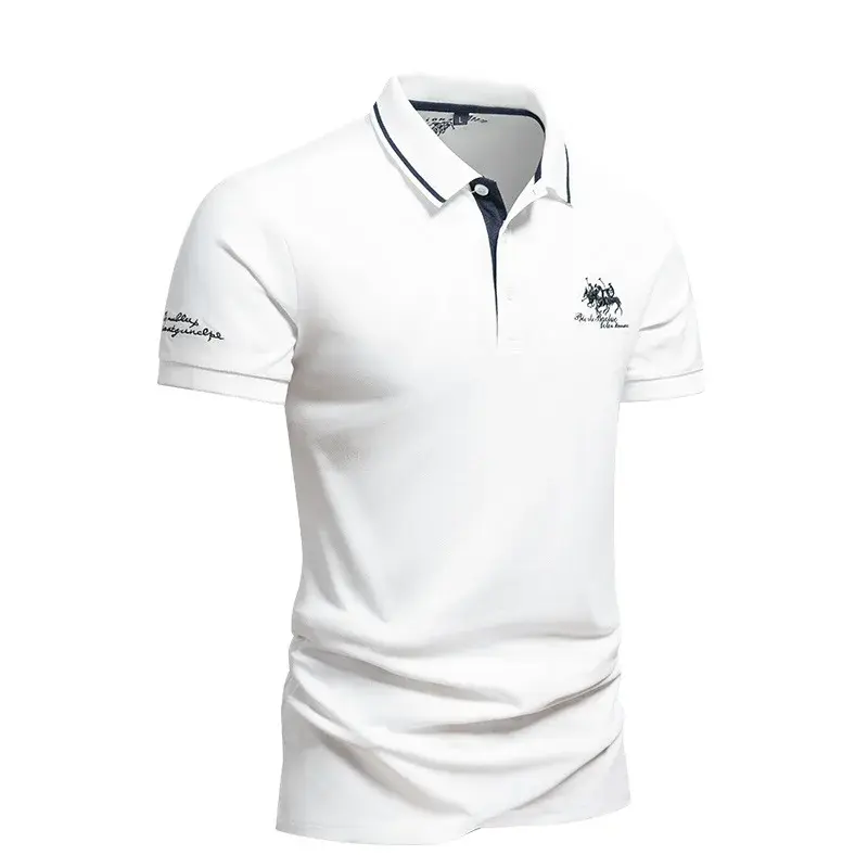 New Mens Embroidered Polo Shirts Summer Short Sleeve T-Shirt Casual Lapel Collar Lightweight T Shirts Men Breathable Tops Homme