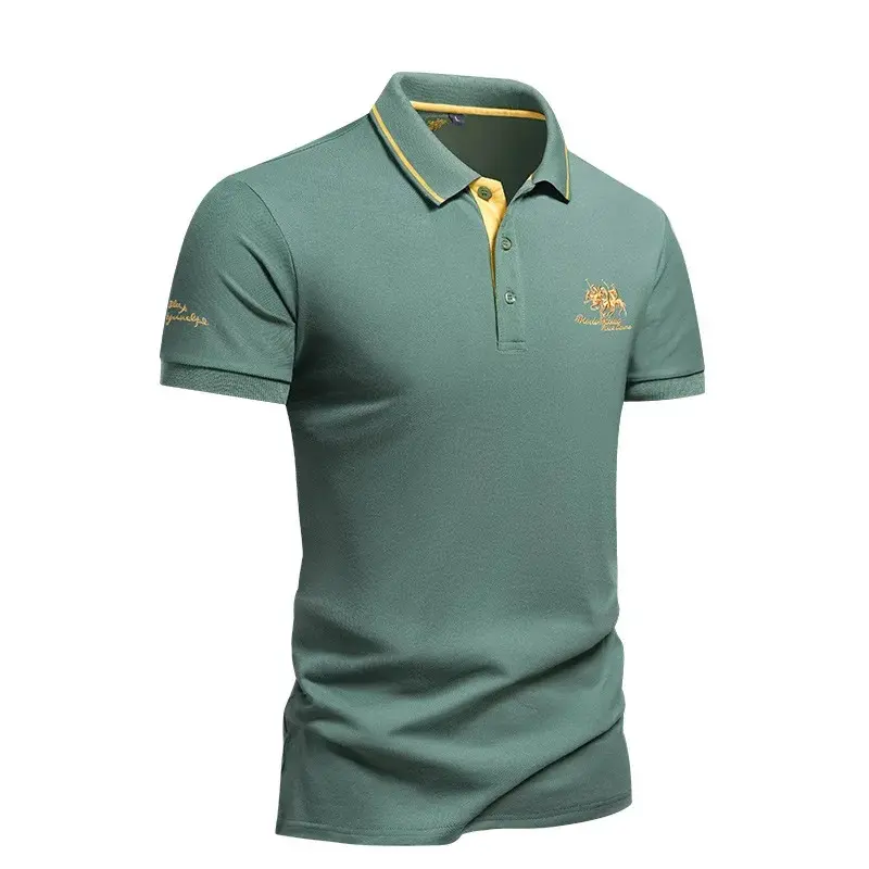 New Mens Embroidered Polo Shirts Summer Short Sleeve T-Shirt Casual Lapel Collar Lightweight T Shirts Men Breathable Tops Homme