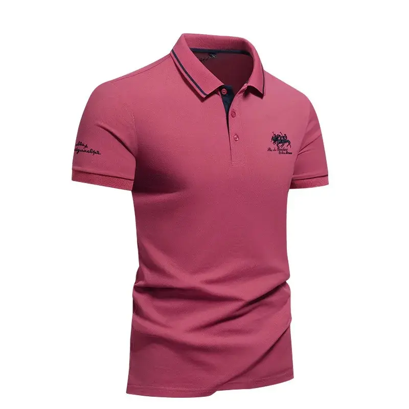 New Mens Embroidered Polo Shirts Summer Short Sleeve T-Shirt Casual Lapel Collar Lightweight T Shirts Men Breathable Tops Homme
