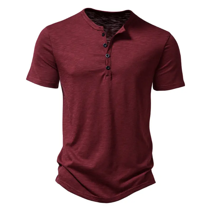 New Korean Henry Collar Summer Men's Solid Color Short Sleeve T-shirt for Men Casual Polo Shirts Men's Sports Tops
