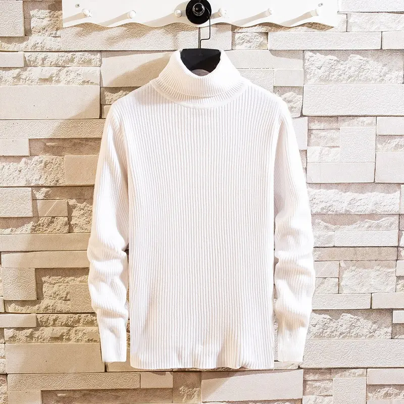 New Sweatwear Turtleneck Sweater Men's Basics Knitted Sweater Warm Men Jumper Loose Solid Color All-match Tops