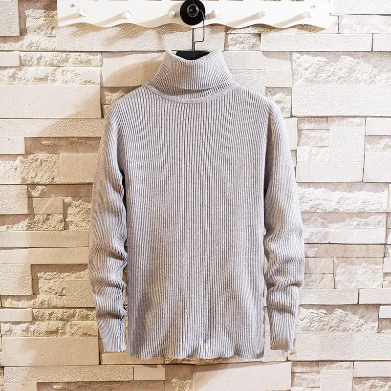 New Sweatwear Turtleneck Sweater Men's Basics Knitted Sweater Warm Men Jumper Loose Solid Color All-match Tops