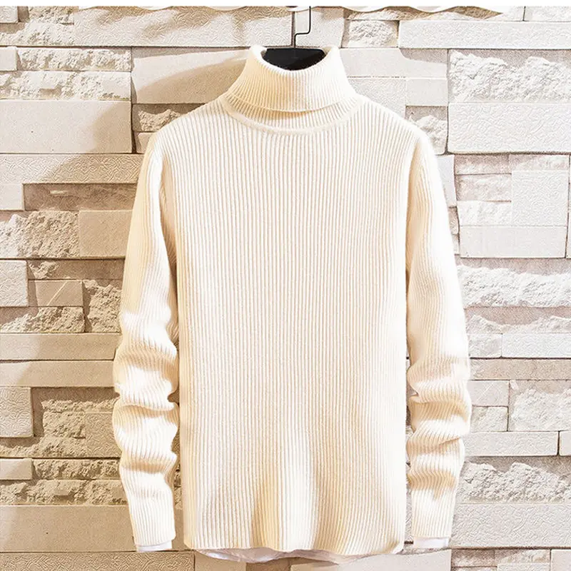New Sweatwear Turtleneck Sweater Men's Basics Knitted Sweater Warm Men Jumper Loose Solid Color All-match Tops
