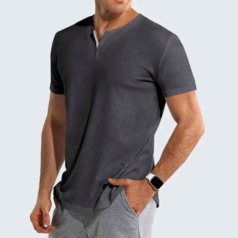 New Mens Short Sleeve T Shirts V Neck Cotton Shirts Breathable Lightweight Oversized T Shirt Sport Workout Streetwear