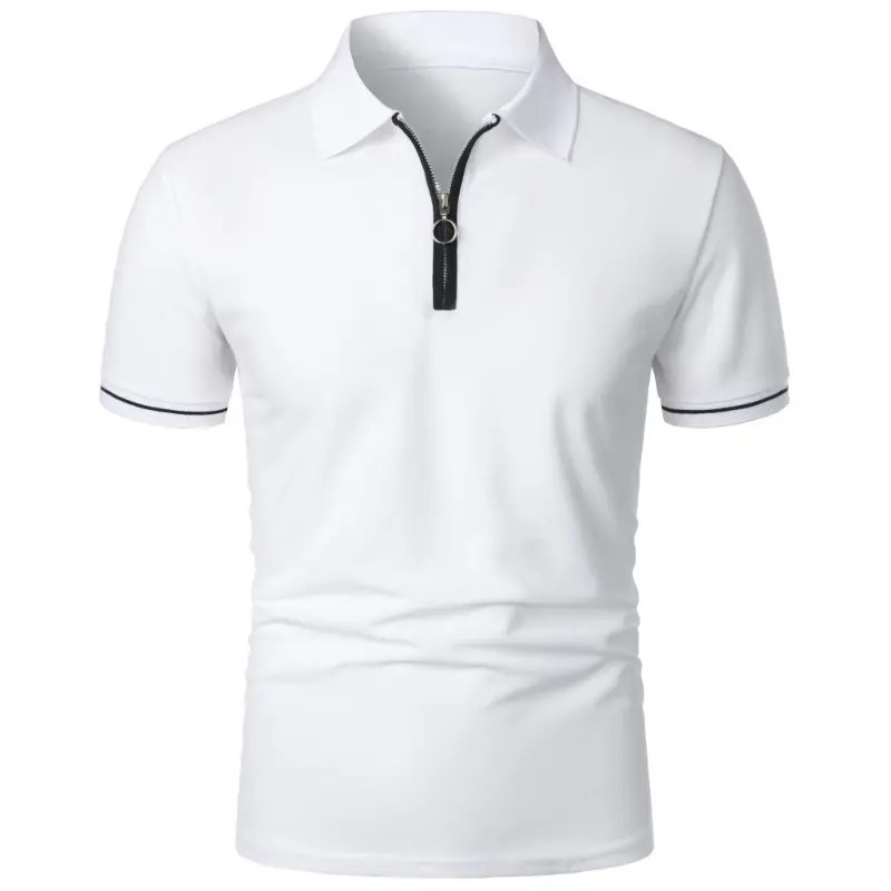 Summer Men's Short Sleeve Polo Shirt Zipper Lapel T-shirt Lightweight Shirt Solid Color Fitness Hawaiian Breathable Collar Tops