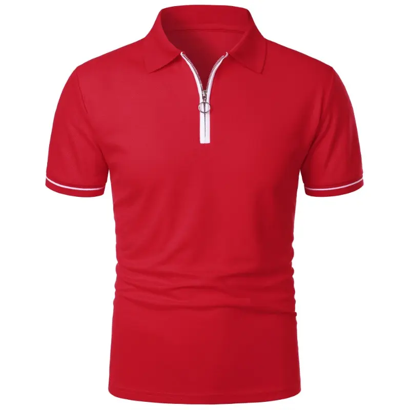 Summer Men's Short Sleeve Polo Shirt Zipper Lapel T-shirt Lightweight Shirt Solid Color Fitness Hawaiian Breathable Collar Tops