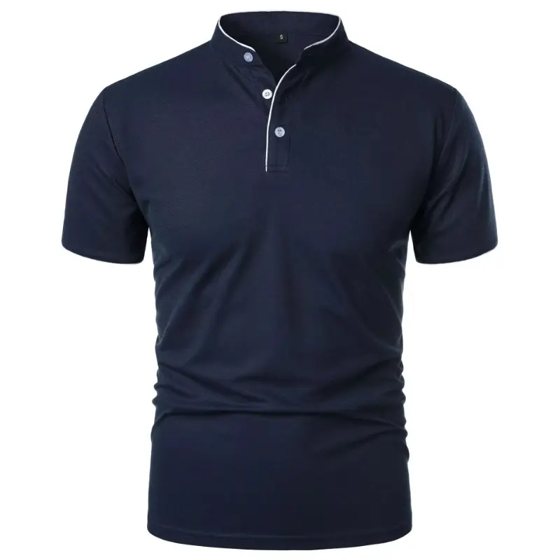 New Men's Short Sleeve Collar Polo Shirts Summer Solid Color Casual Polo Shirt Trendy Breathable Loose Basic Splice Oversize Top