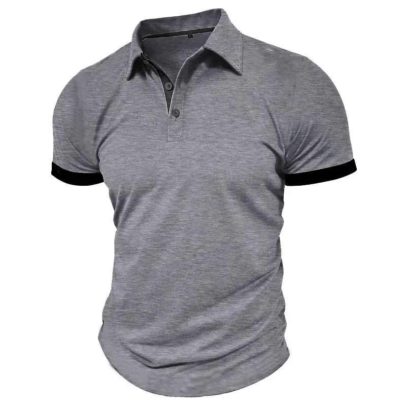 Summer Men's Lightweight Short Sleeve Polo T-Shirt Lapel Design Solid Color Breathable Streetwear for Jogging Sport Activities