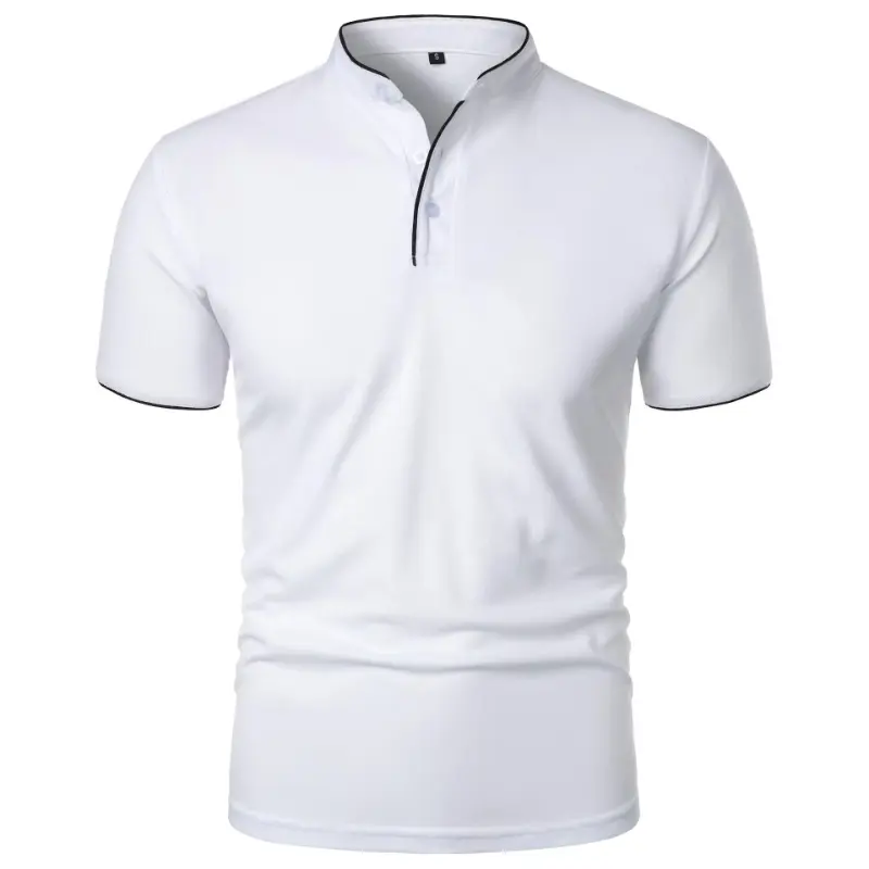 New Men's Short Sleeve Collar Polo Shirts Summer Solid Color Casual Polo Shirt Trendy Breathable Loose Basic Splice Oversize Top