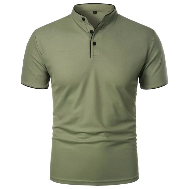 New Men's Short Sleeve Collar Polo Shirts Summer Solid Color Casual Polo Shirt Trendy Breathable Loose Basic Splice Oversize Top