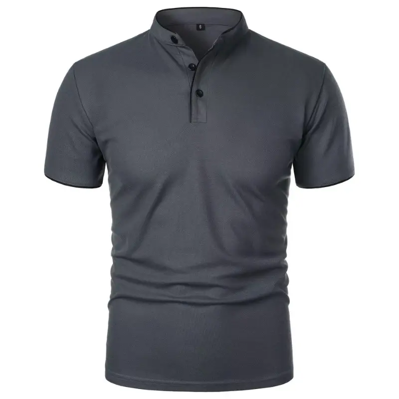 New Men's Short Sleeve Collar Polo Shirts Summer Solid Color Casual Polo Shirt Trendy Breathable Loose Basic Splice Oversize Top