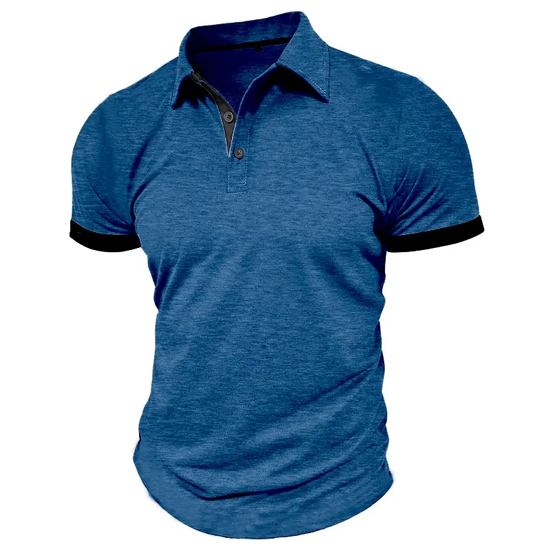 Summer Men's Lightweight Short Sleeve Polo T-Shirt Lapel Design Solid Color Breathable Streetwear for Jogging Sport Activities